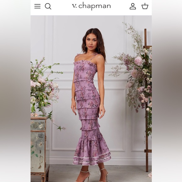 V Chapman The Geranium Dress in Lilac Tapestry Rose - Picture 1 of 6